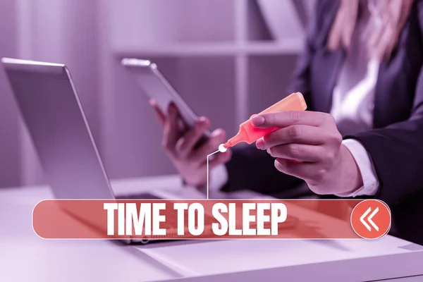Знак Отображения Время Спать Бизнес Идея Естественный Период Сна Состоянии — стоковое фото