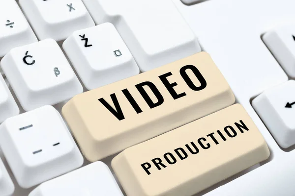 Teksten Weergeven Videoproductie Conceptueel Fotoproces Van Het Omzetten Van Een — Stockfoto