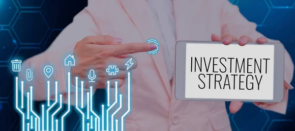 インスピレーションを示すテキスト投資戦略 ルール手順のセットに書かれた単語行動投資家へのガイド — ストック写真
