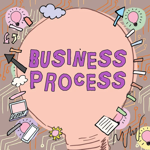 Text Showing Inspiration Business Process Business Showcase Implemented Accomplish Target — Stock Photo, Image