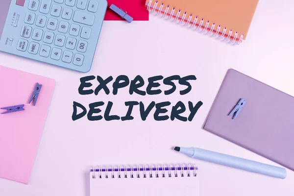 Inspiration Visar Tecken Express Delivery Affärsidé Påskynda Distributionen Varor Och — Stockfoto