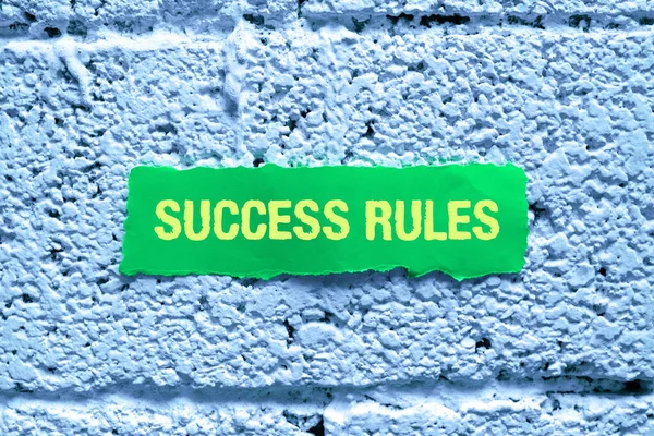 Text sign showing Success Rules, Conceptual photo established ways of setting goals making it easier to achieve
