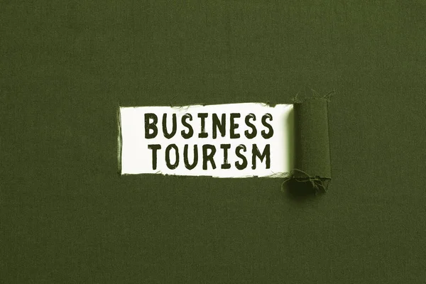 Testo Didascalia Che Presenta Business Tourism Internet Concetto Attività Lasciare — Foto Stock