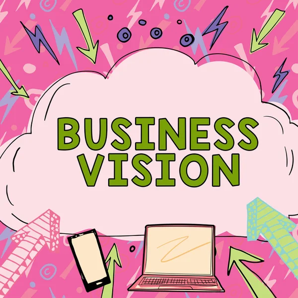 Schilder Mit Business Vision Geschäftskonzeptbeschreibung Dessen Eine Organisation Erreichen Möchte — Stockfoto