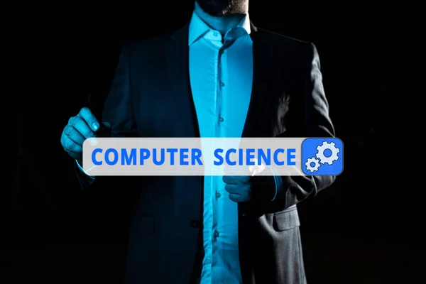 Sinal Escrita Mão Ciência Computação Palavra Para Estudo Hardware Computador — Fotografia de Stock