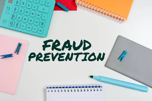 Sinal Escrita Mão Prevenção Fraude Foto Conceitual Para Proteger Empresa — Fotografia de Stock