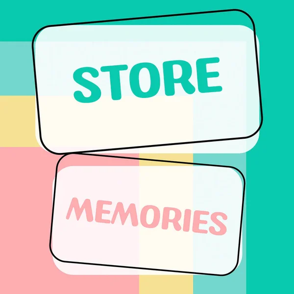 Текстовый Знак Показывающий Store Memories Concept Означающий Процесс Ввода Хранения — стоковое фото