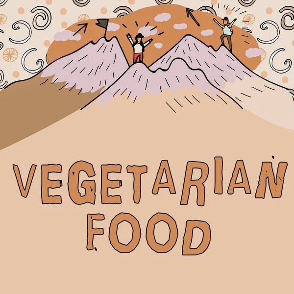 Znak Tekstowy Pokazujący Wegetariańskie Jedzenie Pojęcie Znaczenie Odnosi Się Kuchni — Zdjęcie stockowe