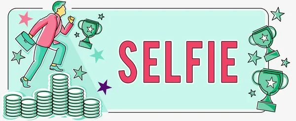 Conceptual Display Selfie Word Written Taken Oneself Using Digital Camera — Stock Photo, Image
