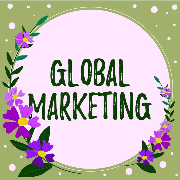 Ручной Знак Глобального Маркетинга Word Firm Продает Продукцию Мировой Рынок — стоковое фото
