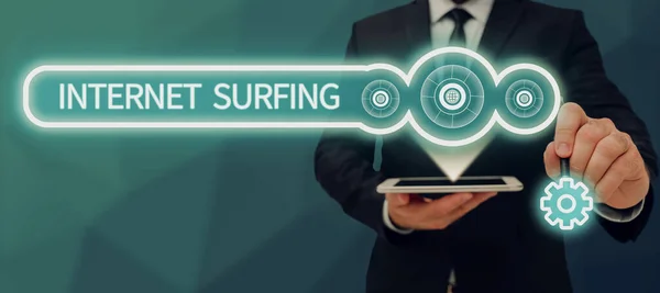 Nternet Sörfü Sunan Metin Başlığı Genel Görünümü Nternet Gezintisi Dünya — Stok fotoğraf
