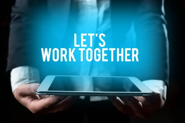 Wyświetlanie Koncepcyjne Let Work Together Internet Concept Unite Join Forces — Zdjęcie stockowe