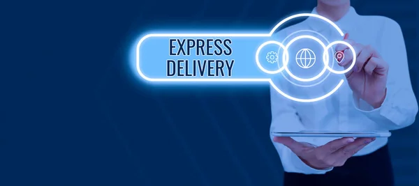 Konzeptionelle Darstellung Express Delivery Word Geschrieben Über Die Beschleunigung Der — Stockfoto