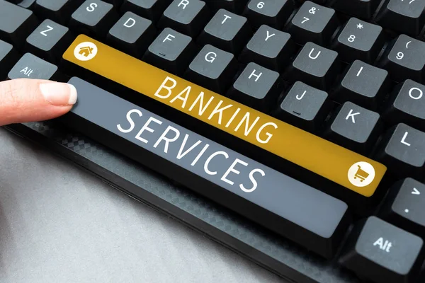 Conceptuele Weergave Bankdiensten Word Written Tools Managing Personal Finance Building — Stockfoto