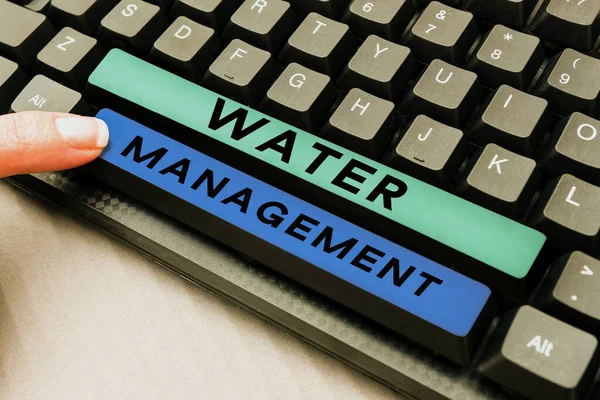 テキストを表示する書き込み水管理 ビジネス概要定義された水政策の下で水資源の最適な使用 — ストック写真