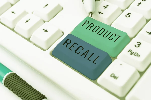 Conceptual caption Product Recall, Business approach request to return the possible product issues to the market