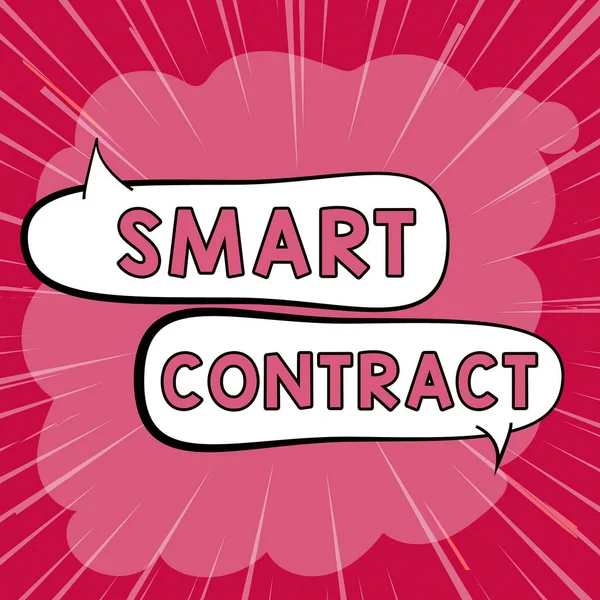 Konceptuell Bildtext Smart Contract Affärsöversikt Digitalt Avtal För Att Kontrollera — Stockfoto