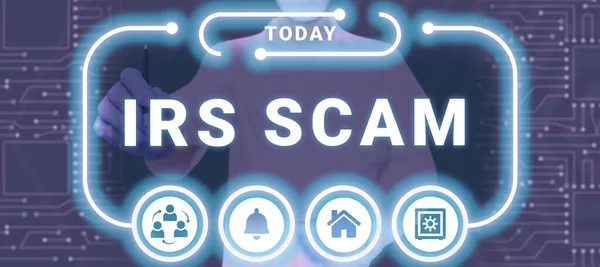Irs Scamを提示するテキストキャプション 内部収益サービスであるふりをすることによって納税者を対象としたビジネスコンセプト — ストック写真