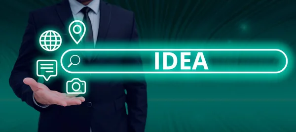 Tekst Bijschrift Presenteren Idee Business Idee Indruk Die Probeert Overkoepelende — Stockfoto