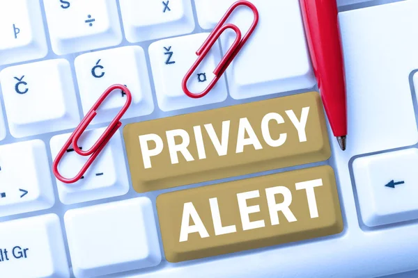 Testo Ispirato Privacy Alert Concept Meaning Avverte Utente Dal Rischio — Foto Stock