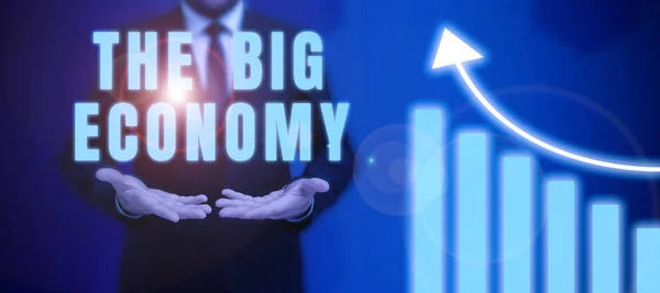 Handschriftlicher Text Die Big Economy Schaufenster Der Wirtschaft Globale Finanzen — Stockfoto