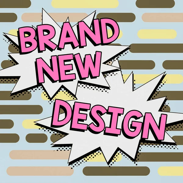 Sinal Escrita Mão Brand New Design Vitrine Negócios Brainstorming Sobre — Fotografia de Stock