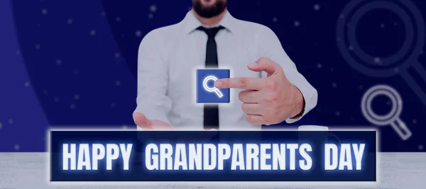 Tekst Bijschrift Presenteren Happy Grandparents Day Conceptuele Foto Ouderen Senioren — Stockfoto