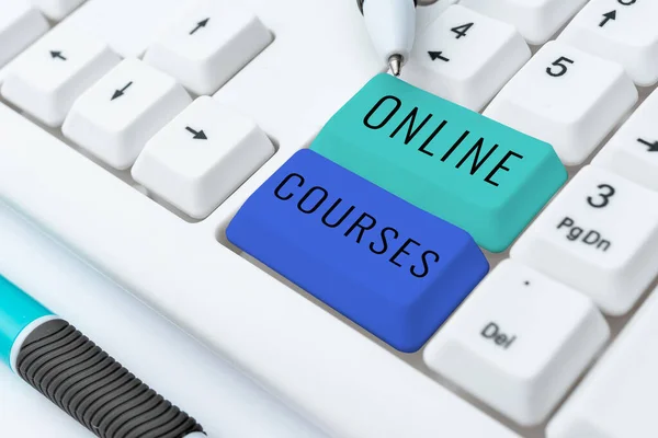 Konzeptionelle Anzeige Online Kurse Business Übersicht Verdienen Eine Ausbildung Die — Stockfoto