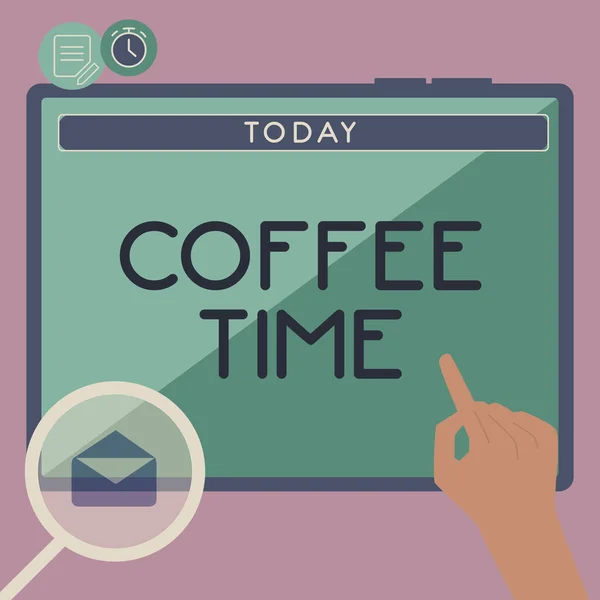 Tekst Met Inspiratie Coffee Time Business Presenteren Een Gekozen Periode — Stockfoto