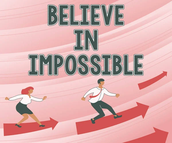 Inspiration Die Zeichen Zeigt Believe Impossible Geschäftsidee Motivation Und Inspiration — Stockfoto