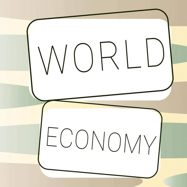 Leyenda Conceptual Economía Mundial Idea Negocio Comercio Internacional Productos Servicios — Foto de Stock