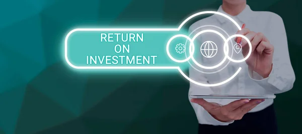 Текст Показывающий Вдохновение Return Investment Business Idea Reviewing Financial Report — стоковое фото