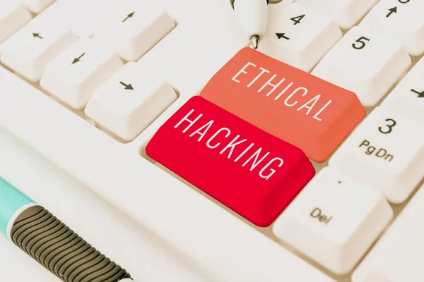 Sign Exibindo Ethical Hacking Conceito Que Significa Uma Tentativa Legal — Fotografia de Stock