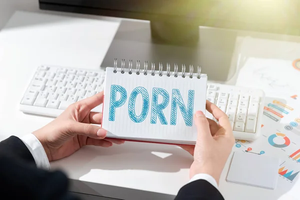 性的興奮を引き起こすことを意図したエロティックな行動のビジネスショーケースの兆候ポルノを示すインスピレーション — ストック写真