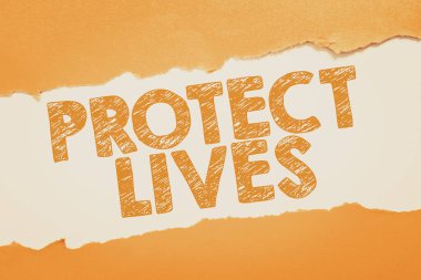Yaşamları Koruma, hasar veya yıkımdan korunmak için iş konsepti sunan metin başlığı