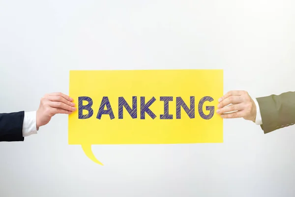 Conceptuele Titel Bankieren Business Showcase Financiële Instelling Met Een Vergunning — Stockfoto