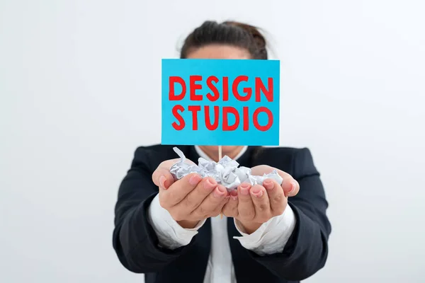 Didascalia Testo Che Presenta Design Studio Ambiente Lavoro Fotografico Concettuale — Foto Stock