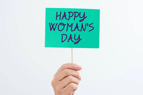 Концептуальная Подпись Happy Woman Day Word Written Commemorate Essence Every — стоковое фото