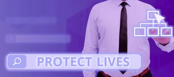 Conceptual Display Protect Lives Business Showcase Cover Shield Exposure Injury — Stock Photo, Image