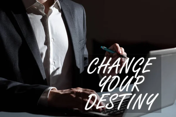 Conceptual Caption Change Your Destiny Word Written Choosing Right Actions — Stock Photo, Image