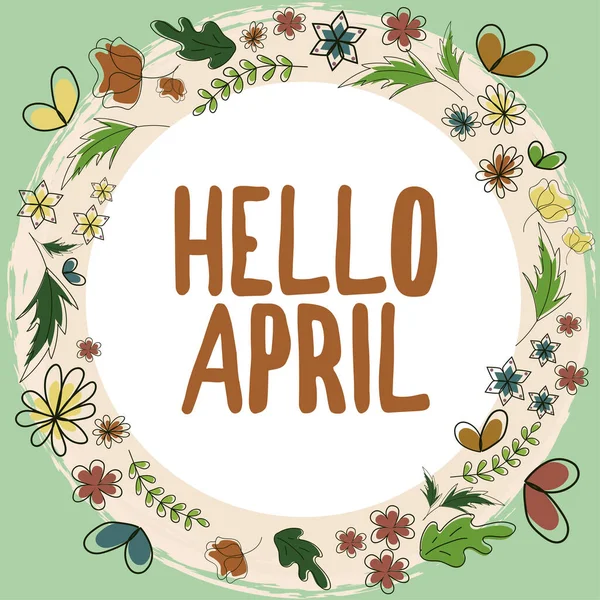 Logga Visar Hej April Begreppet Betyder Hälsning Uttryck Som Används — Stockfoto