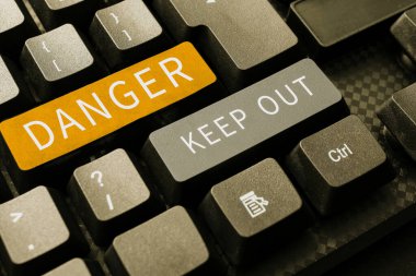 Kavramsal manşet Tehlike Uzak Kal, İş Şovu Uyarı Kısıtlaması Yasak Uzak Tut Güvenliği Gözlemle