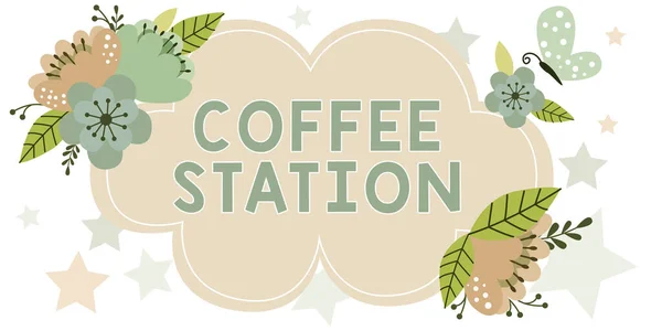 Texto Caligrafia Coffee Station Conceito Negócio Pequeno Restaurante Informal Que — Fotografia de Stock