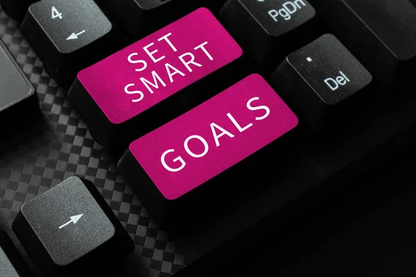 Konceptuální Displej Sada Smart Goals Business Showcase Stanovit Dosažitelné Cíle — Stock fotografie