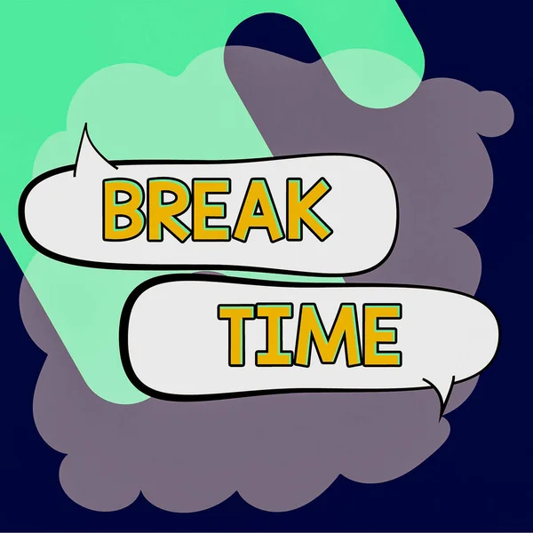 Writing Displaying Text Break Time Business Overview Period Rest Recreation — Stock Photo, Image