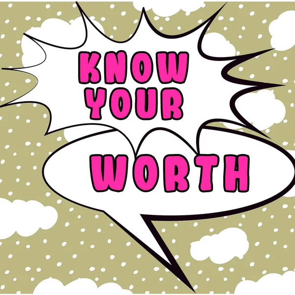 Ihletet Adó Szöveg Know Your Worth Business Showcase Legyen Tudatában — Stock Fotó