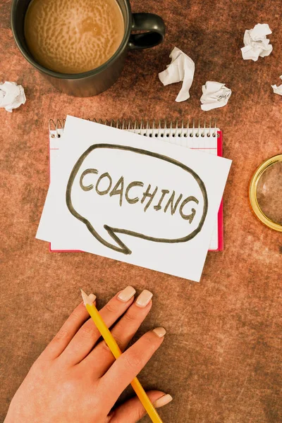 Inspiration Showing Sign Coaching Word Written Unlocking Persons Potential Maximize — Stock Photo, Image