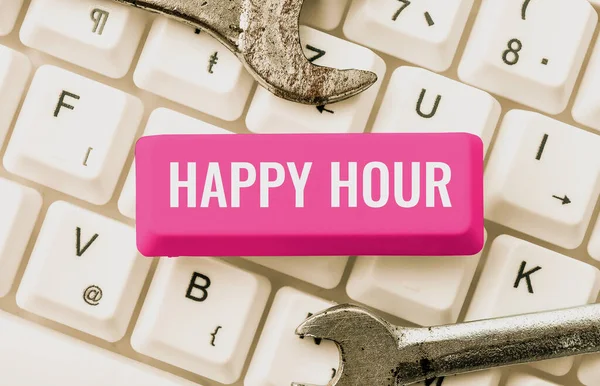Yazısı Imzası Happy Hour Şovu Sizi Bir Süre Rahatlatacak Aktivitelere — Stok fotoğraf