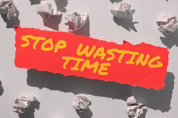 Tekst Bijschrift Presenteren Stop Verspilling Van Tijd Business Showcase Organisatie — Stockfoto