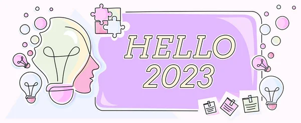 Psaní Zobrazeného Textu Hello 2023 Word Hoping Great Happen Coming — Stock fotografie